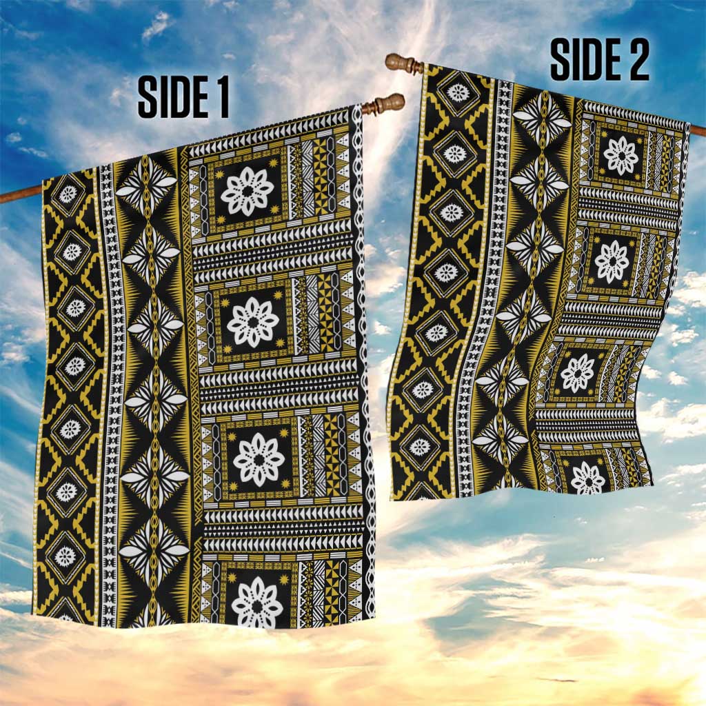 Fiji Masi Tapa Pattern Yellow Garden Flag - Polynesian Pride