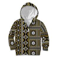 Fiji Masi Tapa Pattern Yellow Kid Hoodie - Polynesian Pride