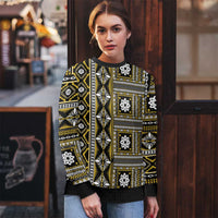 Fiji Masi Tapa Pattern Yellow Ugly Christmas Sweater - Polynesian Pride