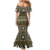 Fiji Masi Tapa Pattern Yellow Mermaid Dress - Polynesian Pride