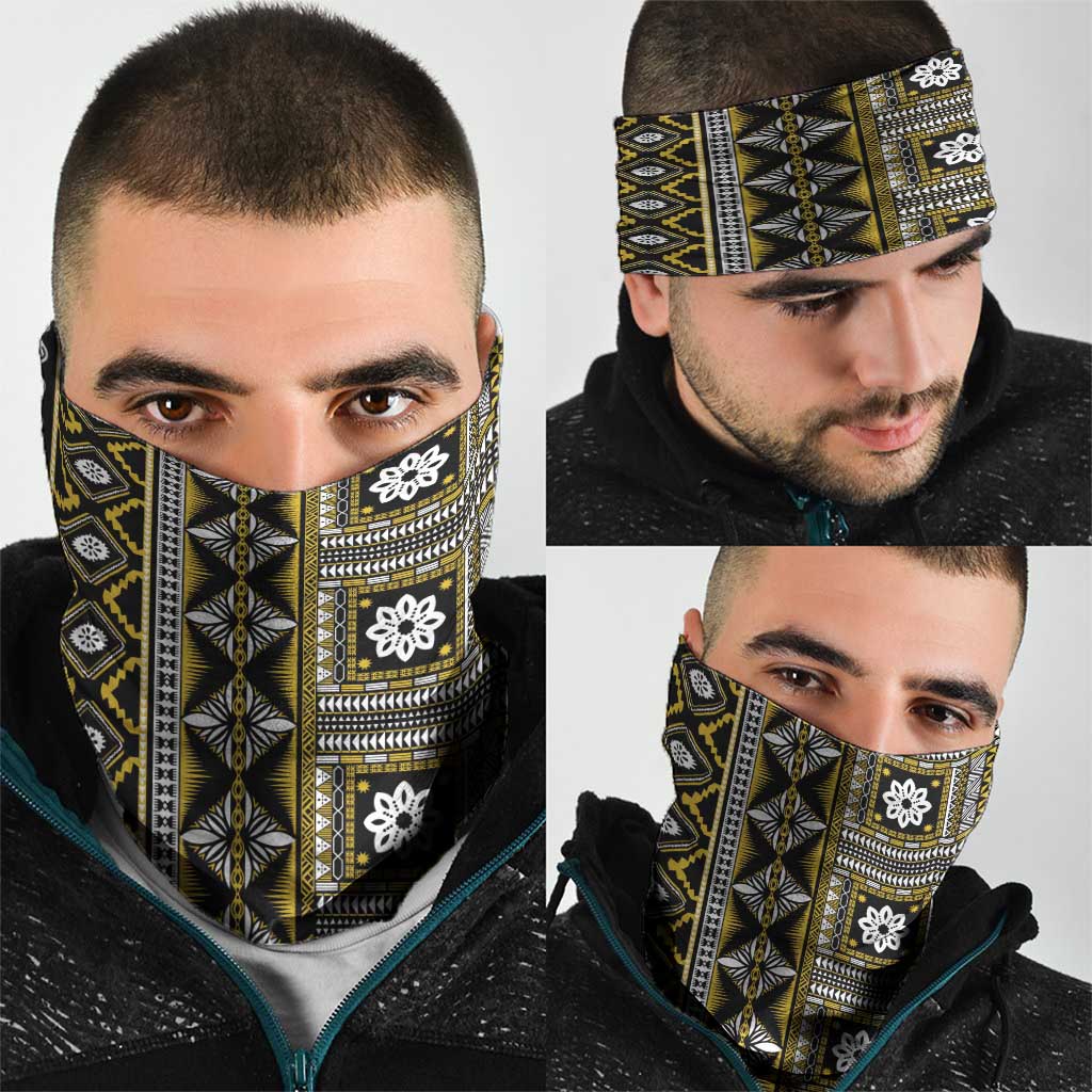 Fiji Masi Tapa Pattern Yellow Neck Gaiter - Polynesian Pride