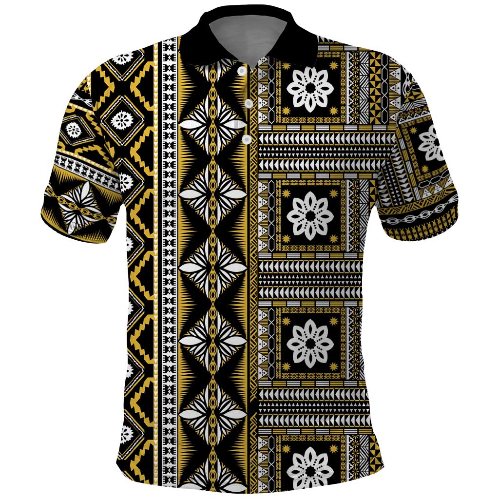 Fiji Masi Tapa Pattern Yellow Polo Shirt - Polynesian Pride