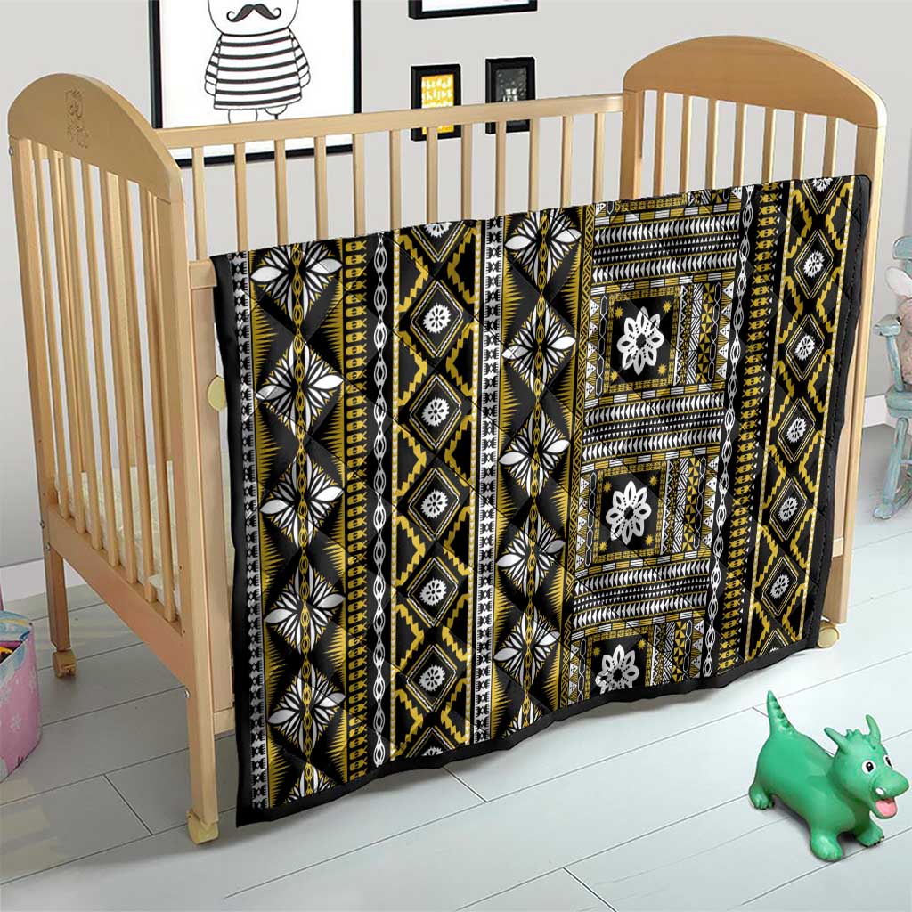 Fiji Masi Tapa Pattern Yellow Quilt - Polynesian Pride