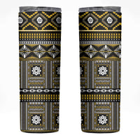 Fiji Masi Tapa Pattern Yellow Skinny Tumbler - Polynesian Pride