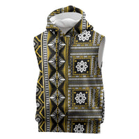 Fiji Masi Tapa Pattern Yellow Sleeveless Hoodie - Polynesian Pride