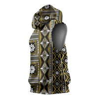 Fiji Masi Tapa Pattern Yellow Sleeveless Hoodie - Polynesian Pride