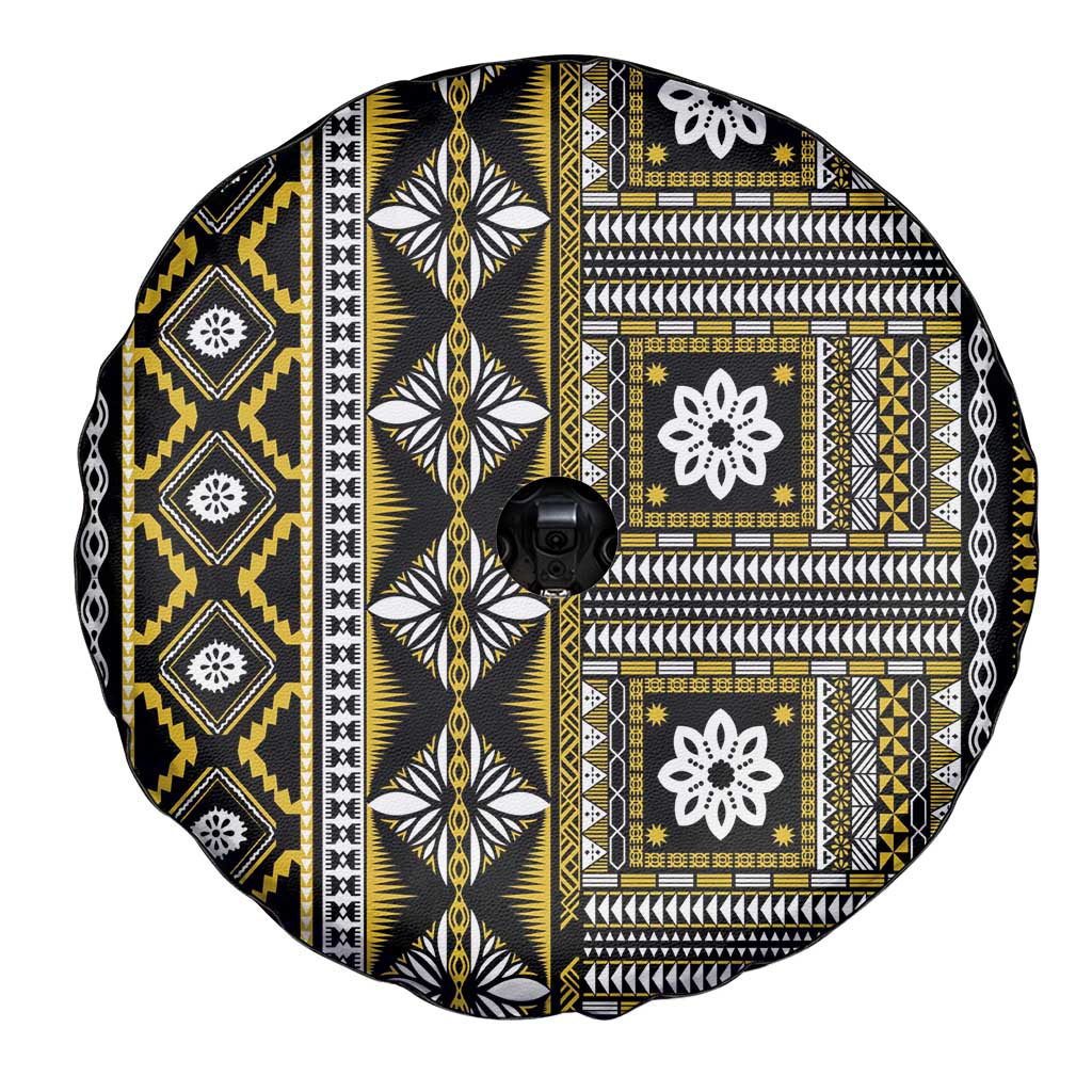 Fiji Masi Tapa Pattern Yellow Spare Tire Cover - Polynesian Pride