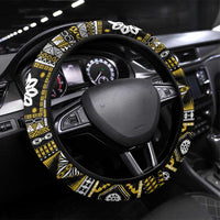 Fiji Masi Tapa Pattern Yellow Steering Wheel Cover - Polynesian Pride
