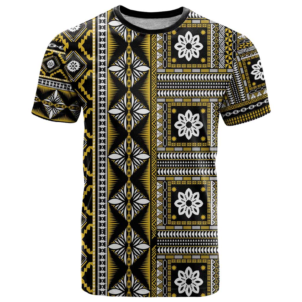 Fiji Masi Tapa Pattern Yellow T Shirt - Polynesian Pride