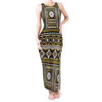 Fiji Masi Tapa Pattern Yellow Tank Maxi Dress - Polynesian Pride