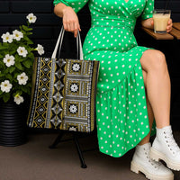 Fiji Masi Tapa Pattern Yellow Tote Bag - Polynesian Pride