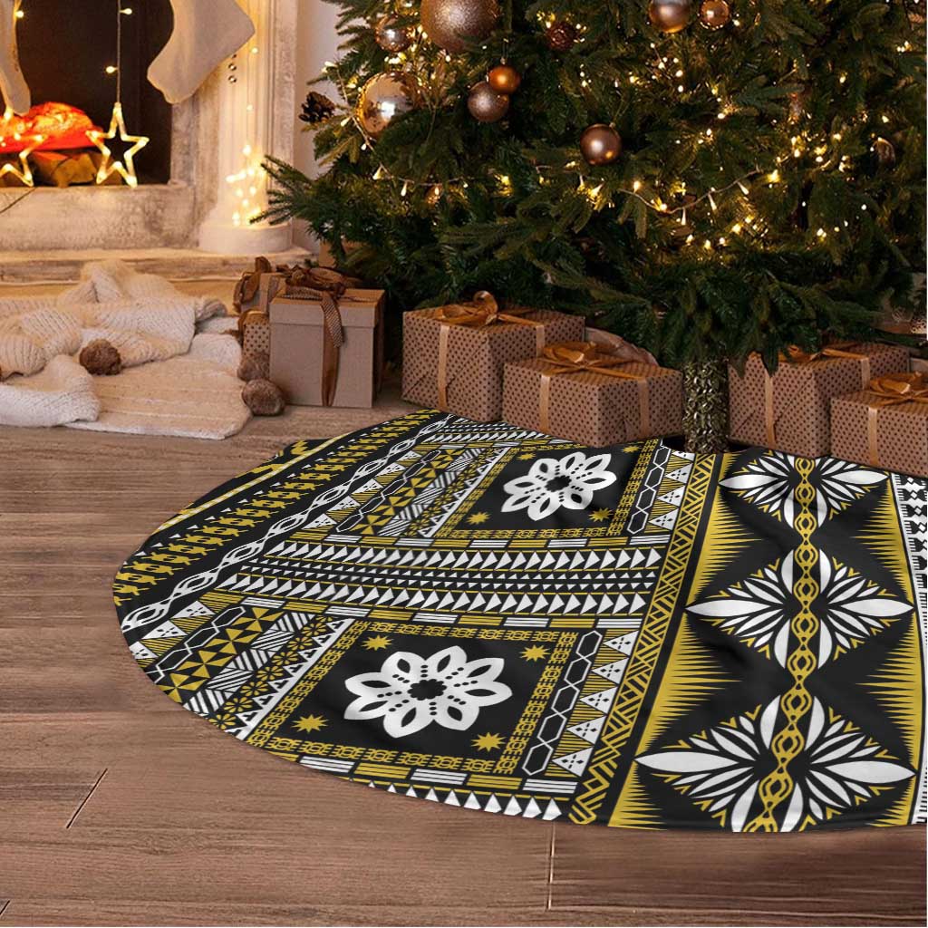 Fiji Masi Tapa Pattern Yellow Tree Skirt - Polynesian Pride