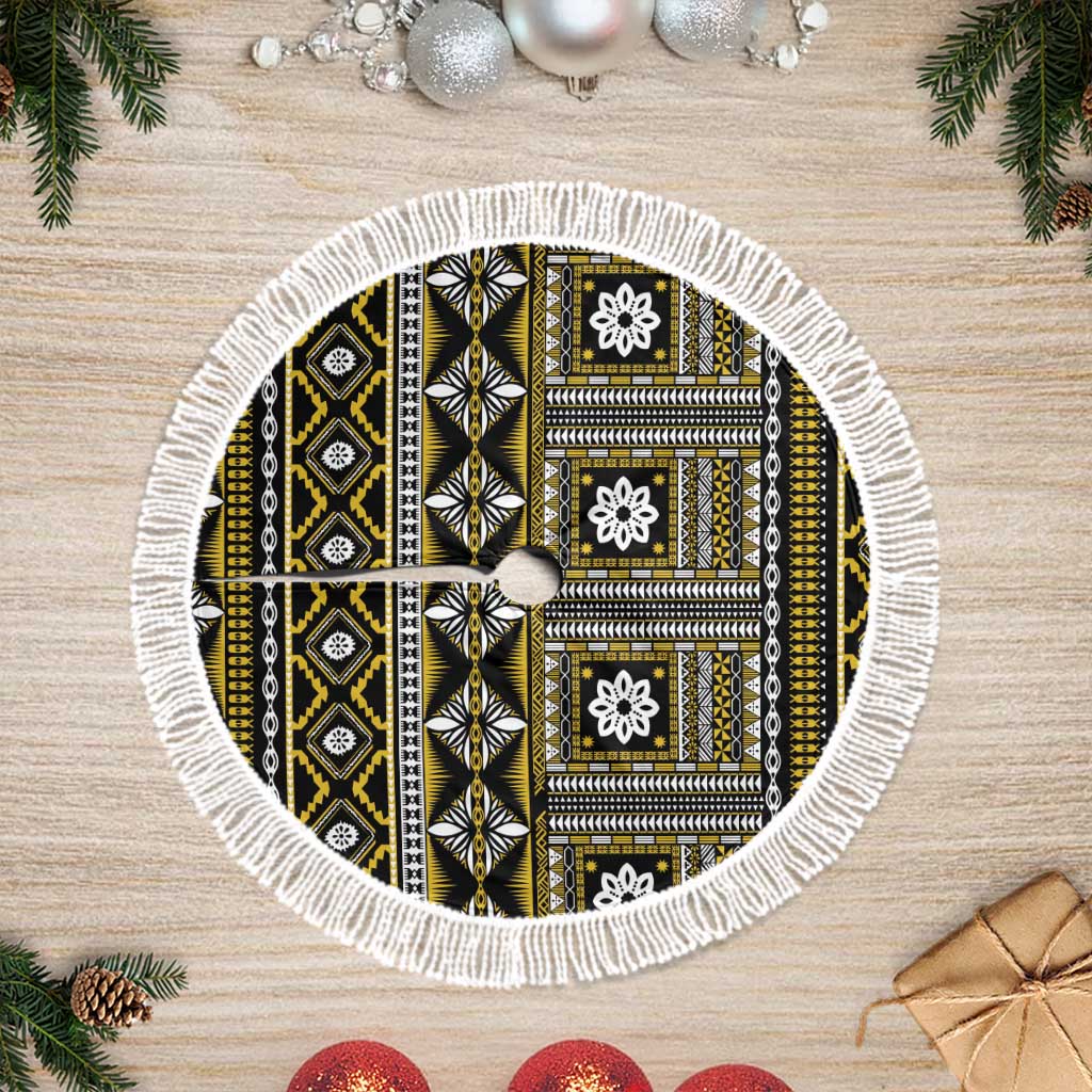 Fiji Masi Tapa Pattern Yellow Tree Skirt - Polynesian Pride