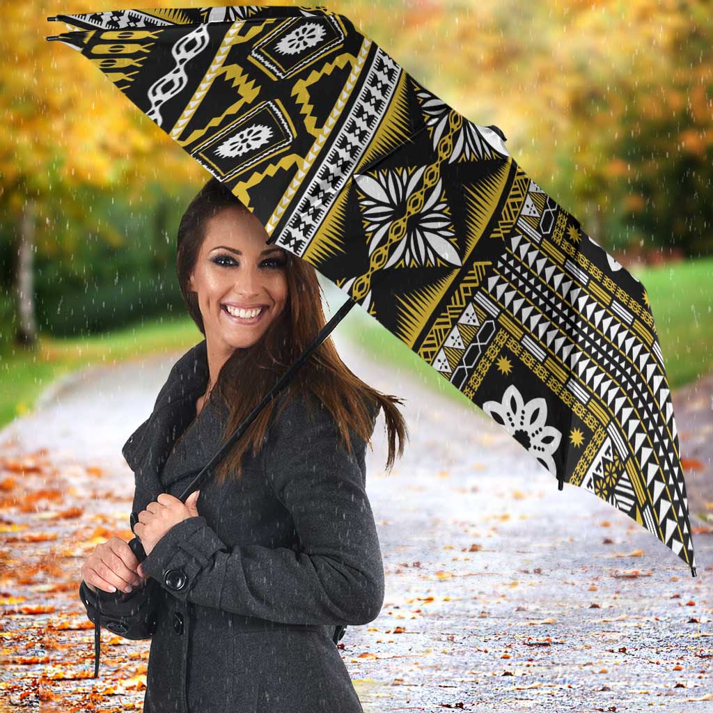 Fiji Masi Tapa Pattern Yellow Umbrella - Polynesian Pride