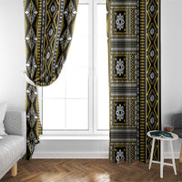 Fiji Masi Tapa Pattern Yellow Window Curtain - Polynesian Pride