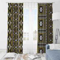 Fiji Masi Tapa Pattern Yellow Window Curtain - Polynesian Pride