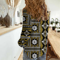 Fiji Masi Tapa Pattern Yellow Women Casual Shirt - Polynesian Pride