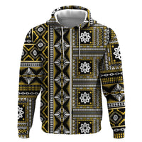 Fiji Masi Tapa Pattern Yellow Zip Hoodie - Polynesian Pride