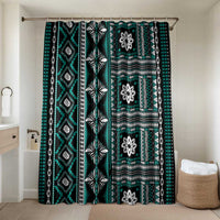 Fiji Masi Tapa Pattern Teal Bathroom Set - Polynesian Pride