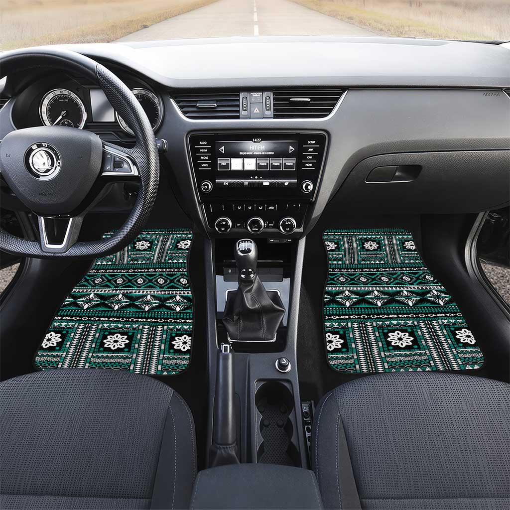 Fiji Masi Tapa Pattern Teal Car Mats - Polynesian Pride