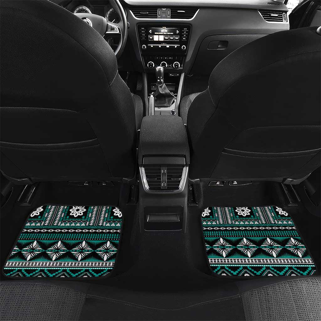 Fiji Masi Tapa Pattern Teal Car Mats - Polynesian Pride