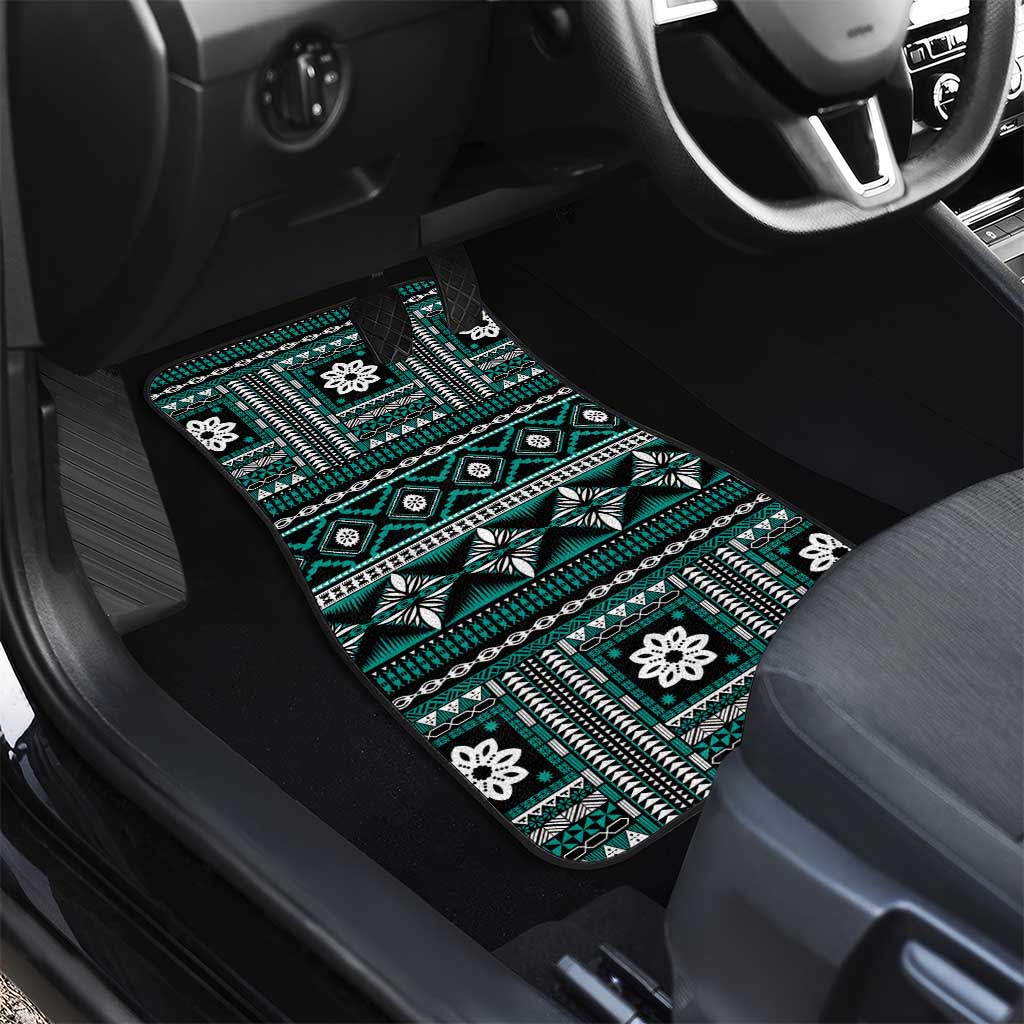 Fiji Masi Tapa Pattern Teal Car Mats - Polynesian Pride