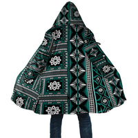 Fiji Masi Tapa Pattern Teal Cloak - Polynesian Pride