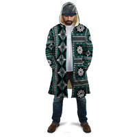 Fiji Masi Tapa Pattern Teal Cloak - Polynesian Pride