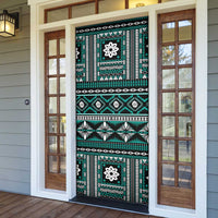 Fiji Masi Tapa Pattern Teal Door Cover - Polynesian Pride