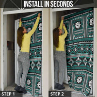 Fiji Masi Tapa Pattern Teal Door Cover - Polynesian Pride