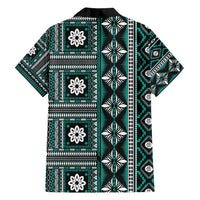 Fiji Masi Tapa Pattern Teal Family Matching Puletasi and Hawaiian Shirt - Polynesian Pride