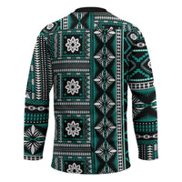 Fiji Masi Tapa Pattern Teal Hockey Jersey - Polynesian Pride