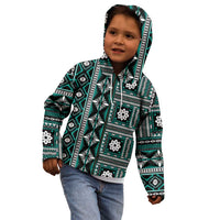 Fiji Masi Tapa Pattern Teal Kid Hoodie - Polynesian Pride
