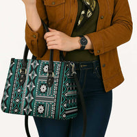 Fiji Masi Tapa Pattern Teal Leather Bag - Polynesian Pride