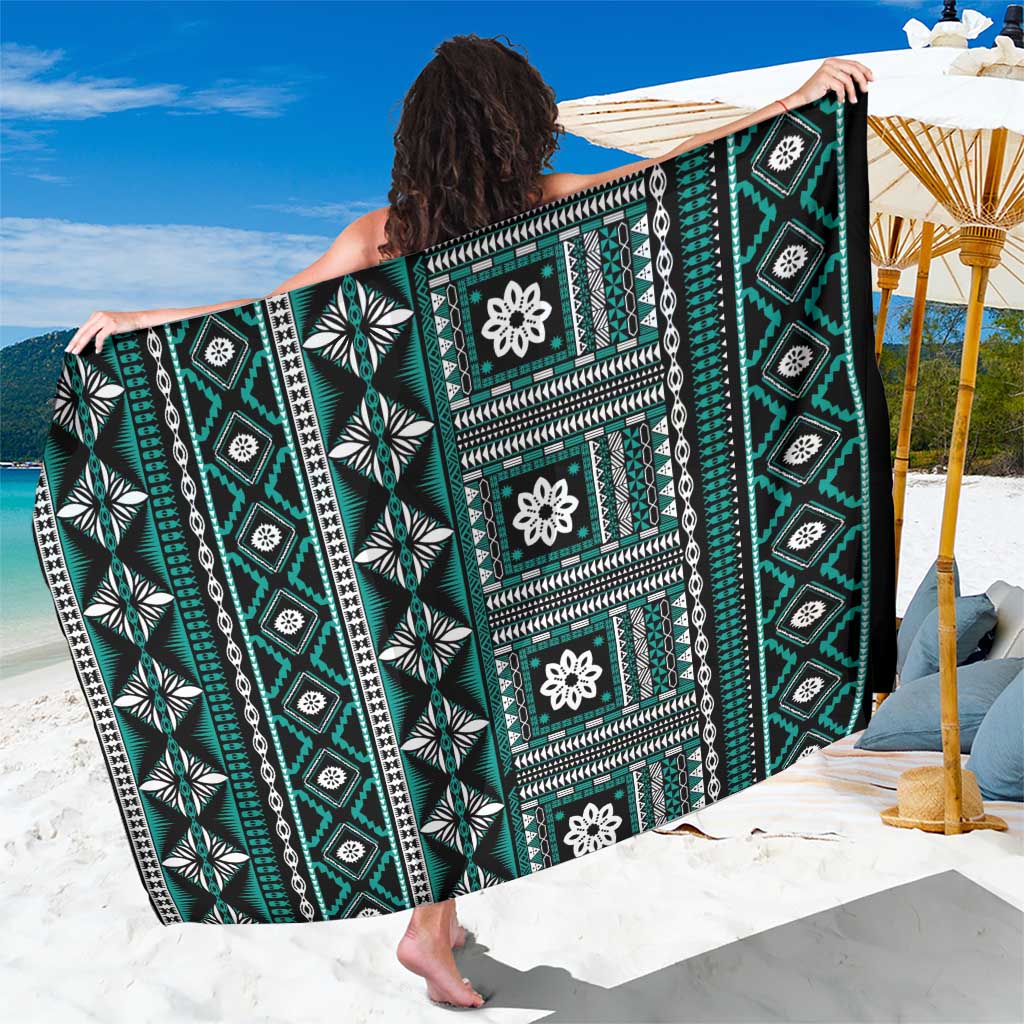 Fiji Masi Tapa Pattern Teal Sarong - Polynesian Pride