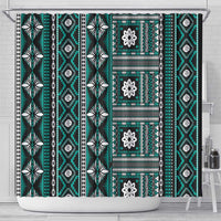 Fiji Masi Tapa Pattern Teal Shower Curtain - Polynesian Pride
