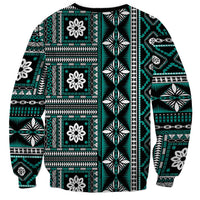 Fiji Masi Tapa Pattern Teal Sweatshirt - Polynesian Pride
