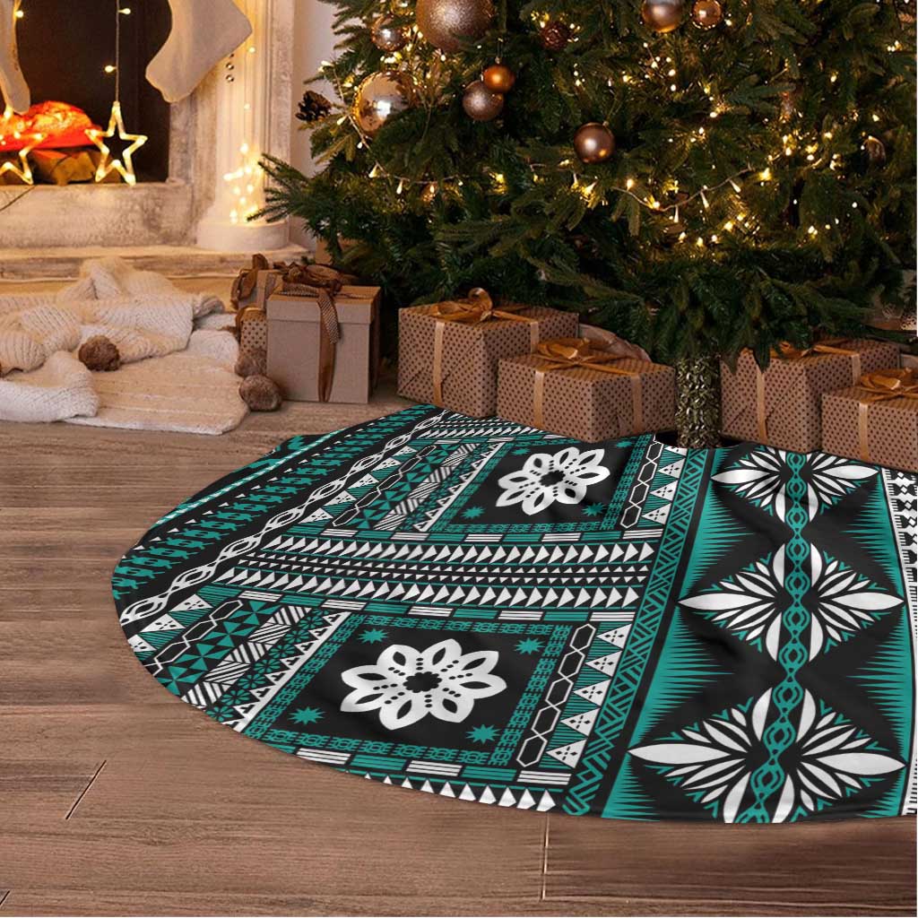 Fiji Masi Tapa Pattern Teal Tree Skirt - Polynesian Pride