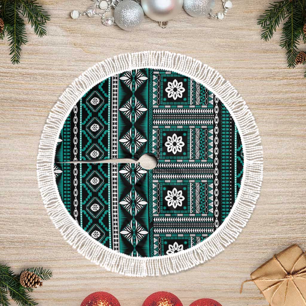 Fiji Masi Tapa Pattern Teal Tree Skirt - Polynesian Pride
