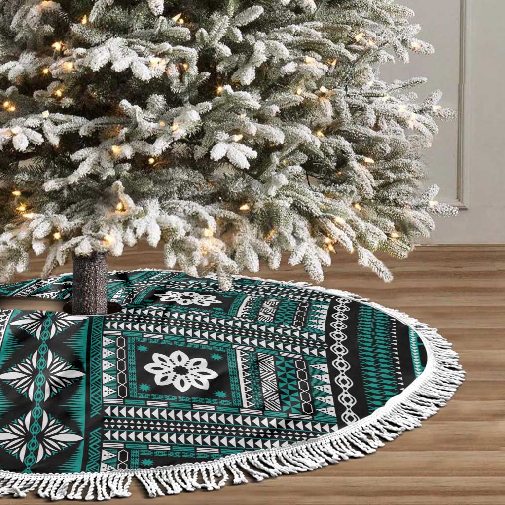 Fiji Masi Tapa Pattern Teal Tree Skirt - Polynesian Pride