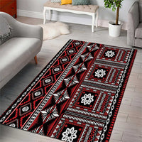 Fiji Masi Tapa Pattern Red Area Rug - Polynesian Pride