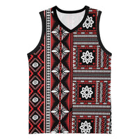 Fiji Masi Tapa Pattern Red Basketball Jersey - Polynesian Pride