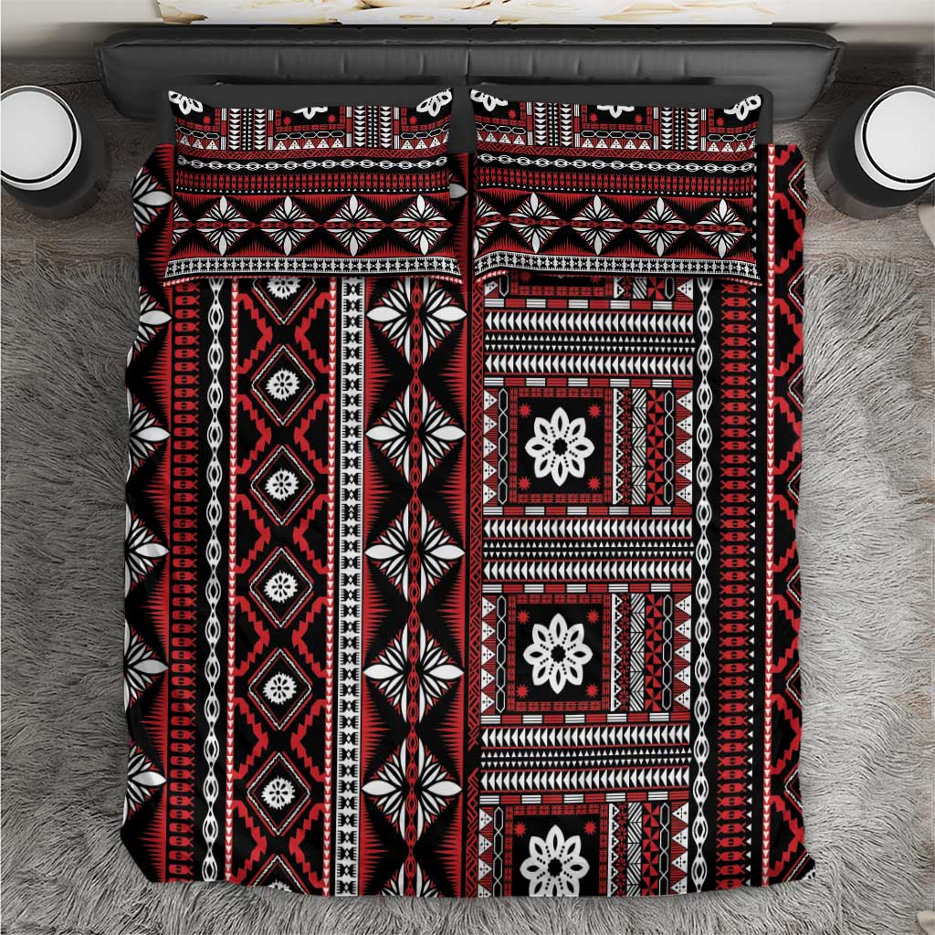 Fiji Masi Tapa Pattern Red Bedding Set - Polynesian Pride