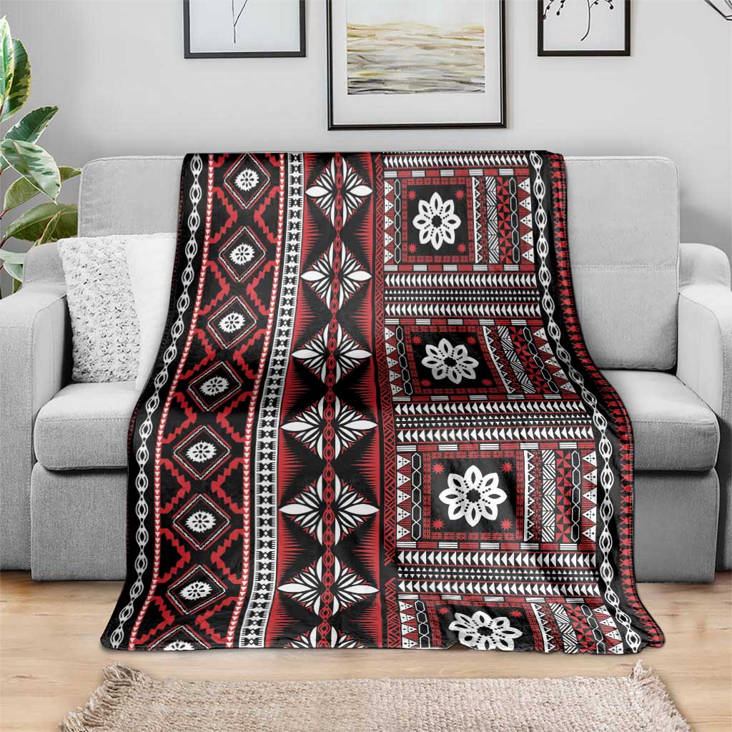 Fiji Masi Tapa Pattern Red Blanket - Polynesian Pride