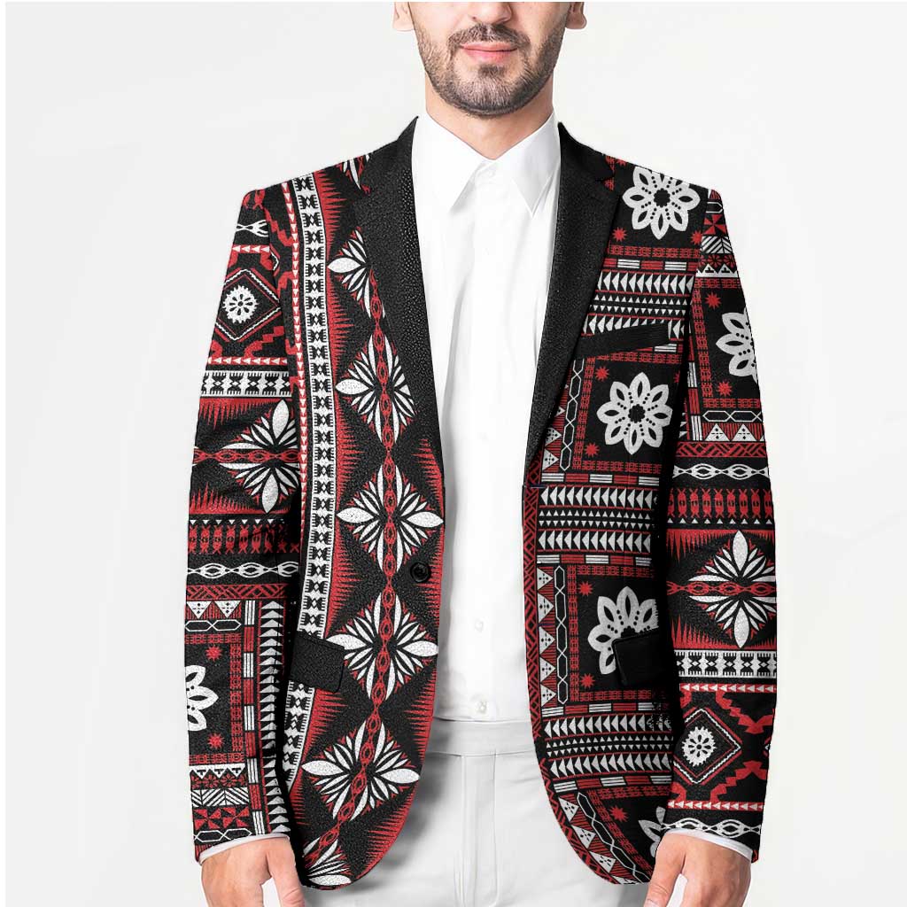 Fiji Masi Tapa Pattern Red Blazer - Polynesian Pride