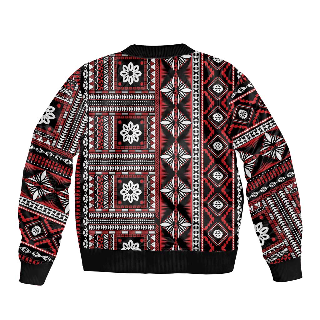 Fiji Masi Tapa Pattern Red Bomber Jacket - Polynesian Pride