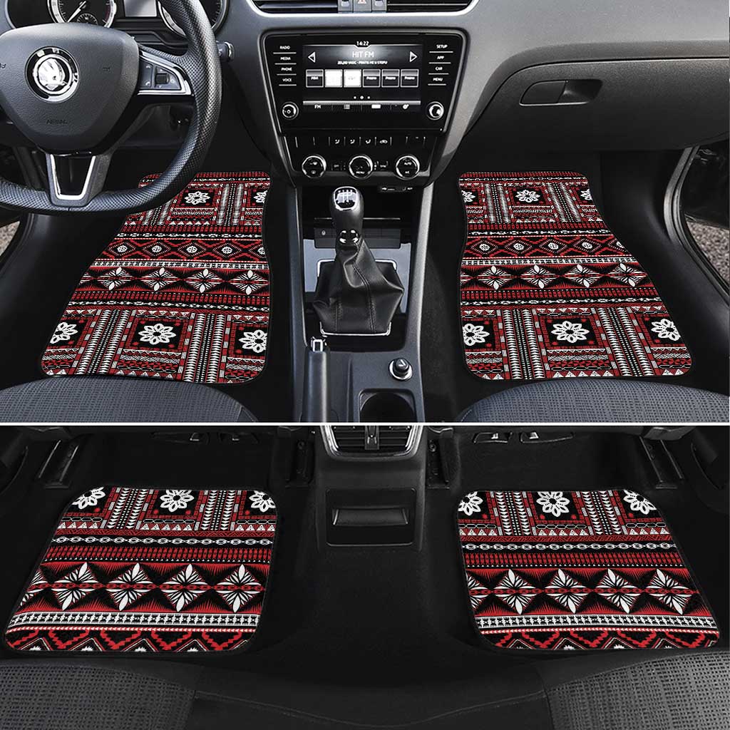 Fiji Masi Tapa Pattern Red Car Mats - Polynesian Pride