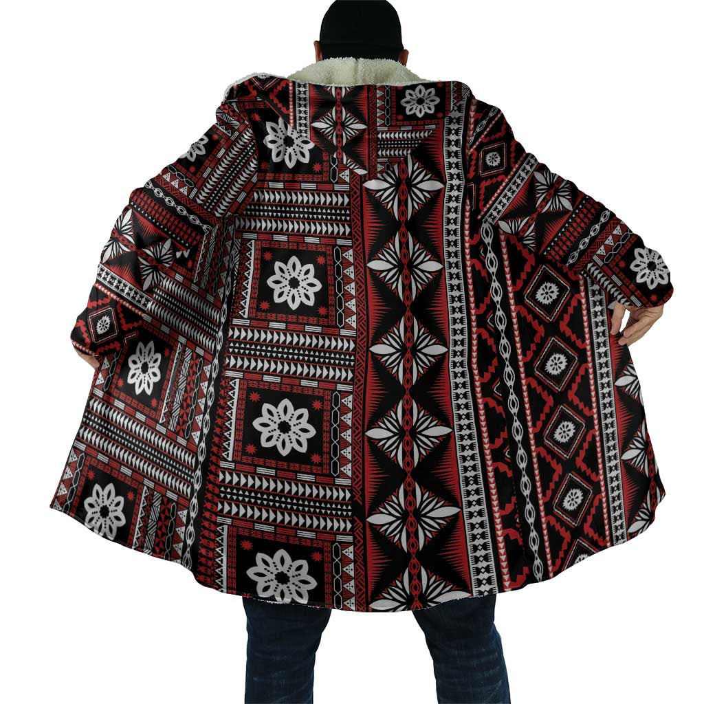 Fiji Masi Tapa Pattern Red Cloak - Polynesian Pride