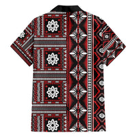 Fiji Masi Tapa Pattern Red Family Matching Long Sleeve Bodycon Dress and Hawaiian Shirt - Polynesian Pride