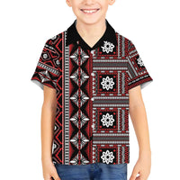 Fiji Masi Tapa Pattern Red Family Matching Puletasi and Hawaiian Shirt - Polynesian Pride